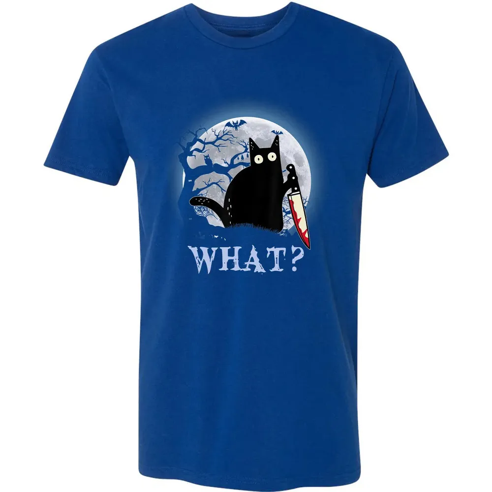 Cat What Murderous Black Cat With Knife Halloween Costume Premium Unisex T-shirt - 10
