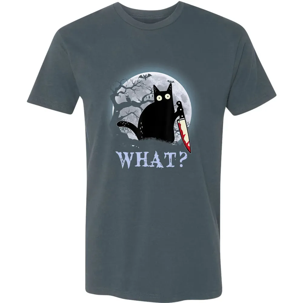 Cat What Murderous Black Cat With Knife Halloween Costume Premium Unisex T-shirt - 14