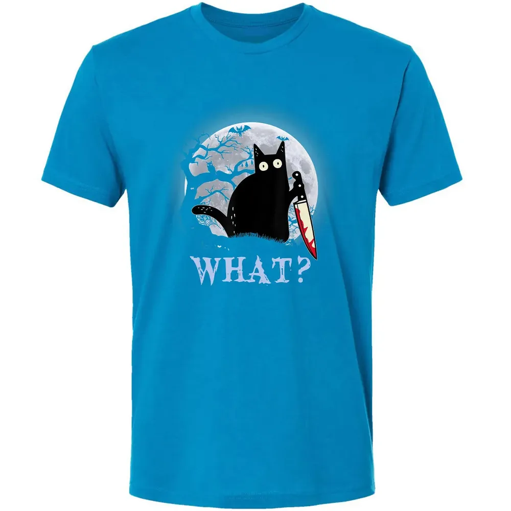 Cat What Murderous Black Cat With Knife Halloween Costume Premium Unisex T-shirt - 15
