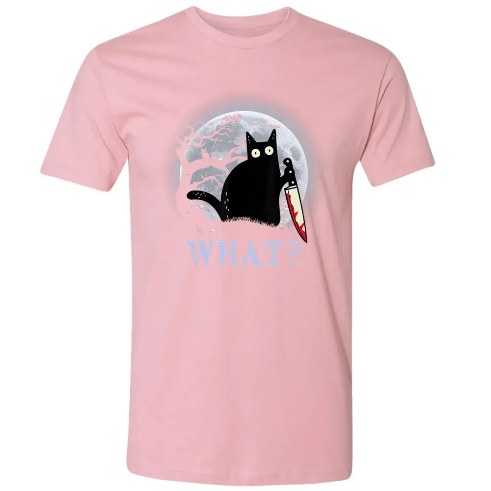 Cat What Murderous Black Cat With Knife Halloween Costume Premium Unisex T-shirt - 3