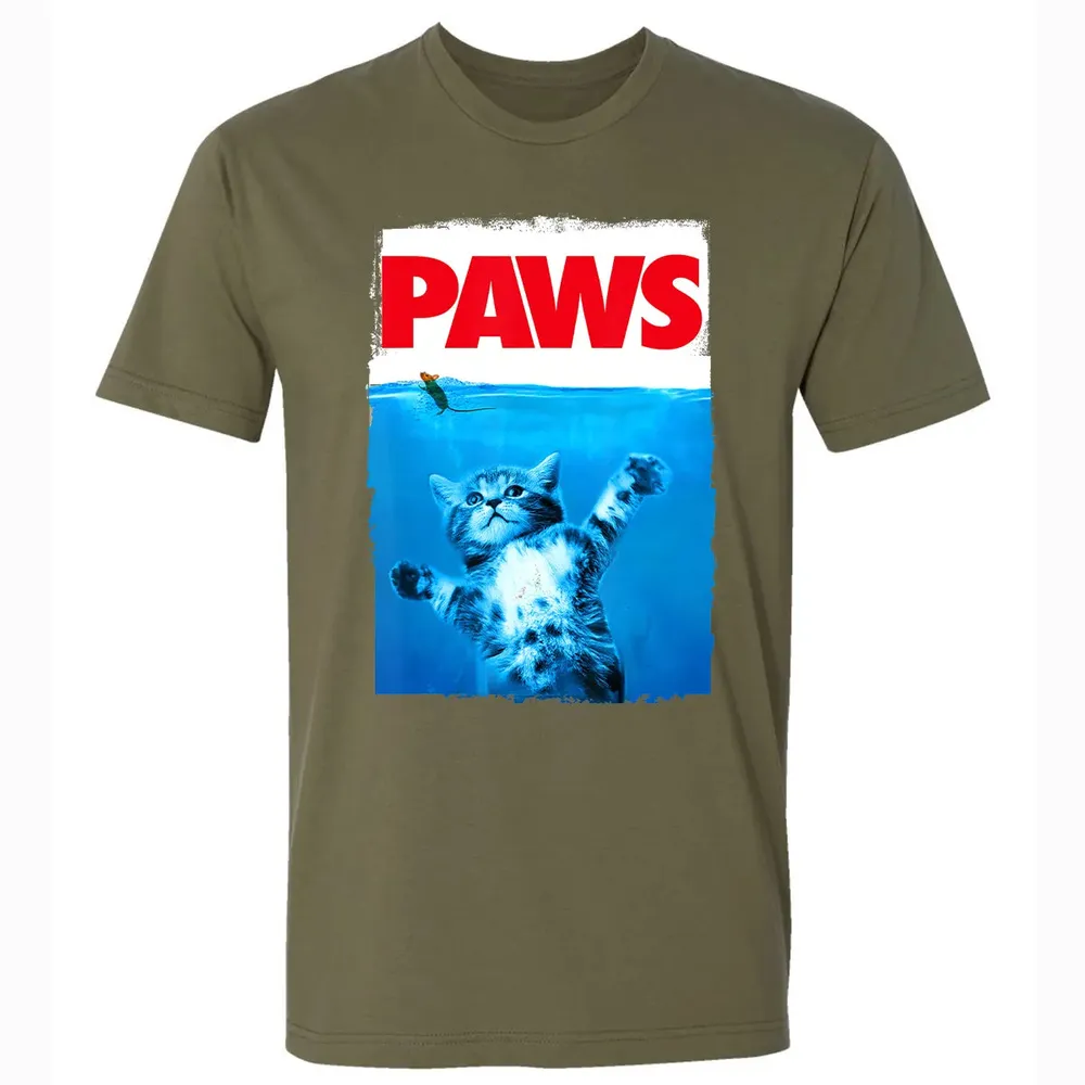 Paws Cat and Mouse Top, Cute Funny Cat Lover Parody Top Premium Unisex T-shirt - 5