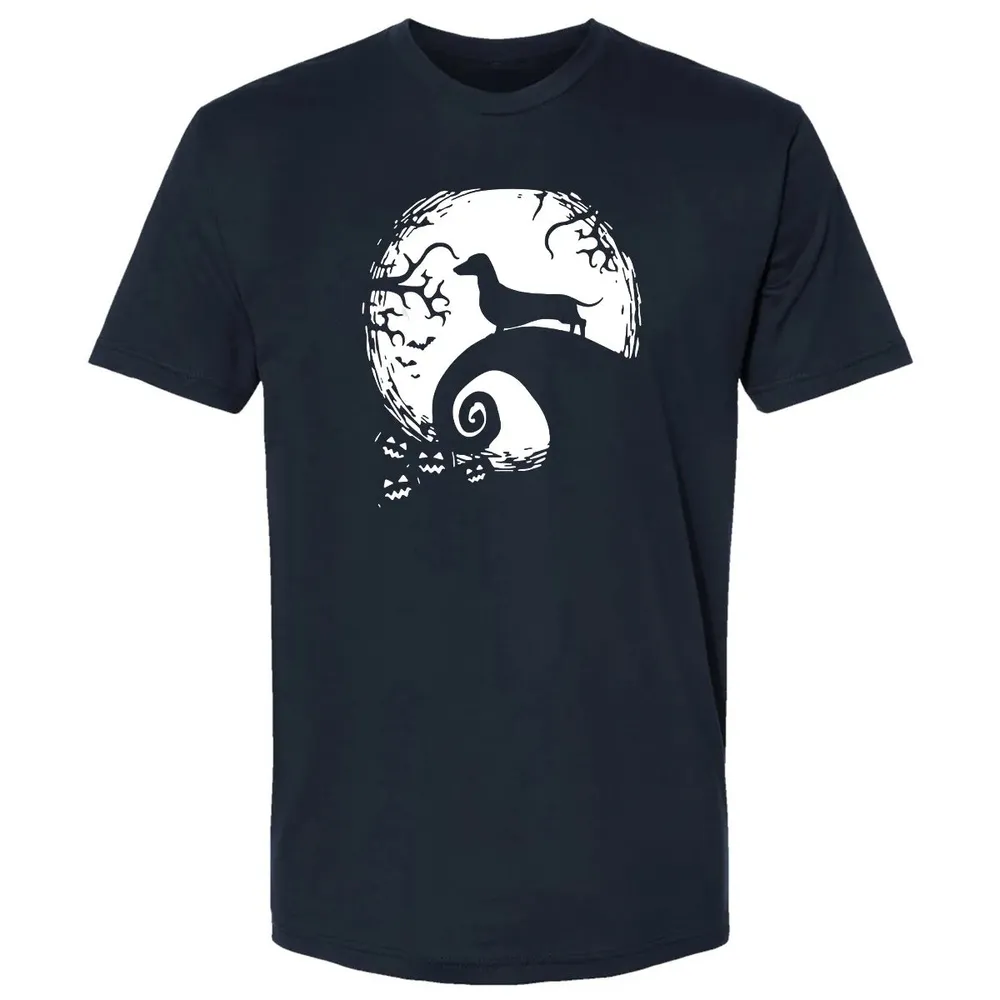 Dachshund And Moon Halloween T For Dachshund Lovers Premium Unisex T-shirt - 2