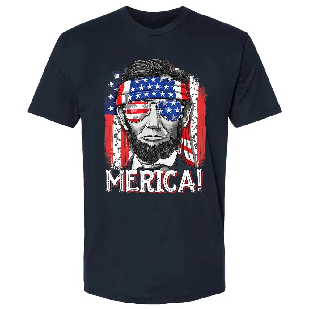 Lincoln 4th of July Boys Kids Men Merica American Flag Gifts Premium Unisex T-shirt - 2