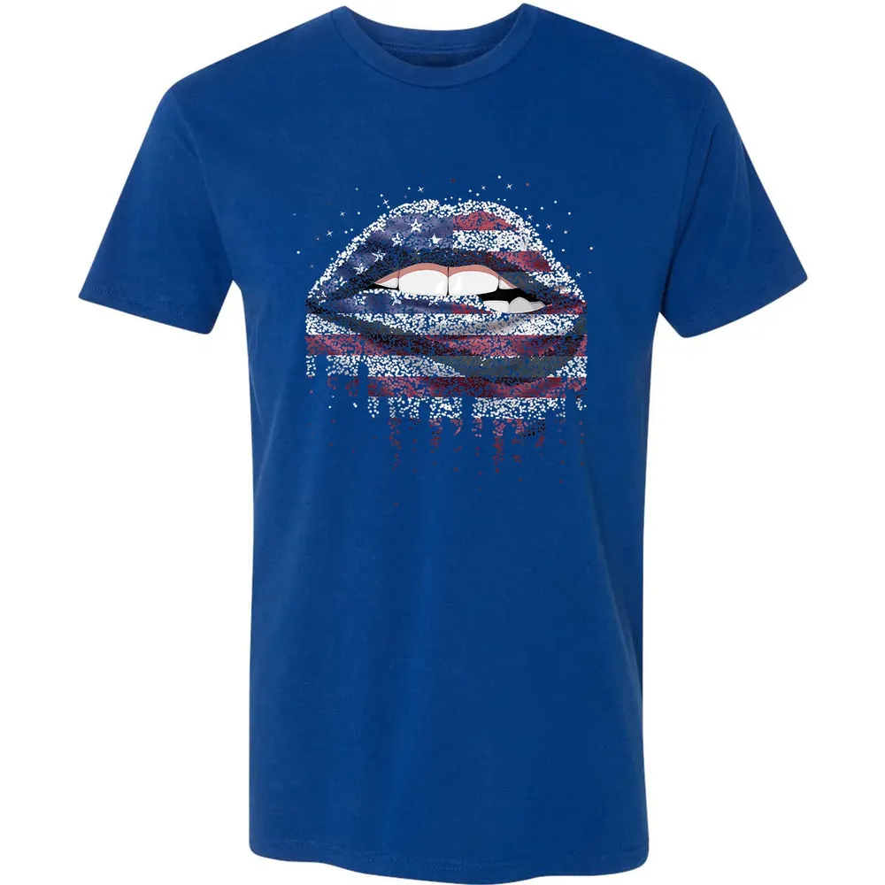 American Flag Sexy Biting Lip 4th Of July USA America Premium Unisex T-shirt - 10