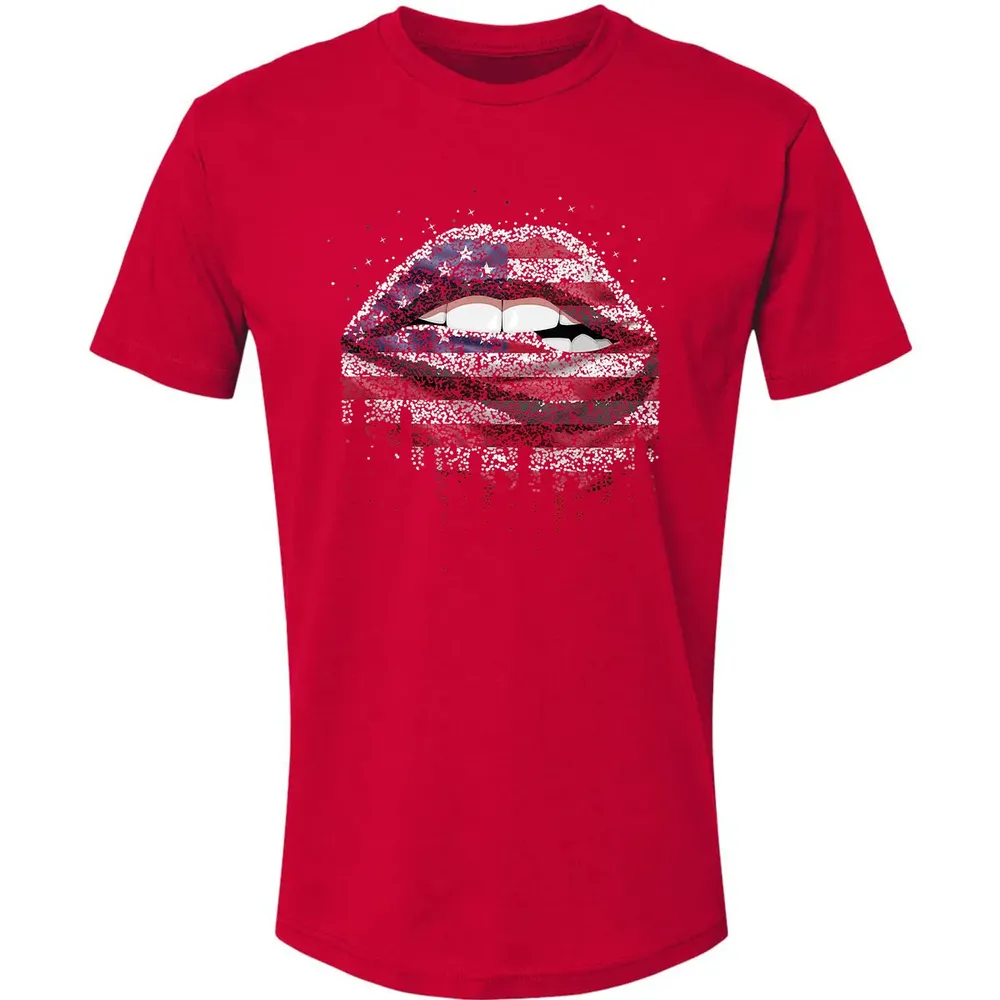 American Flag Sexy Biting Lip 4th Of July USA America Premium Unisex T-shirt - 6