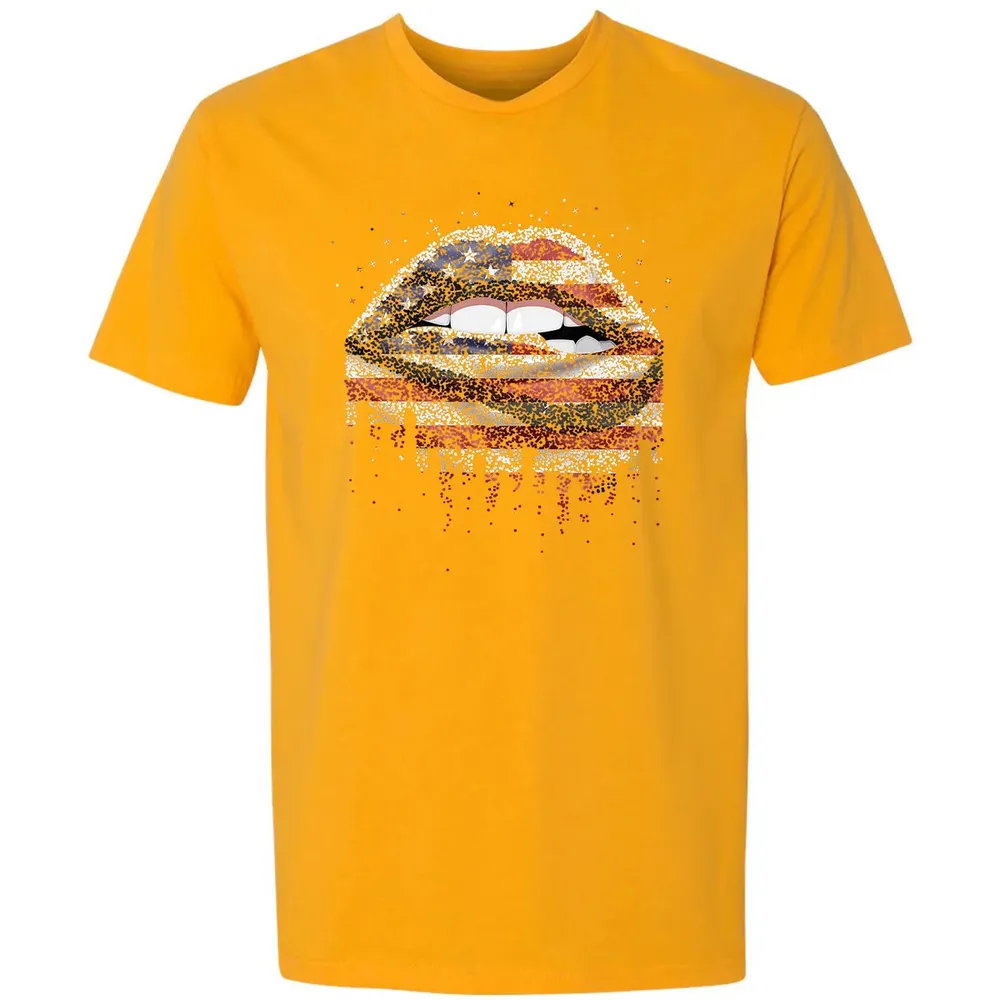 American Flag Sexy Biting Lip 4th Of July USA America Premium Unisex T-shirt - 11