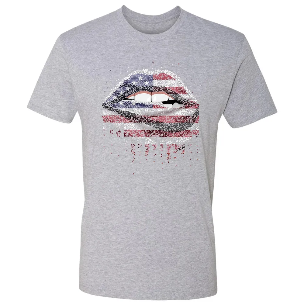 American Flag Sexy Biting Lip 4th Of July USA America Premium Unisex T-shirt - 9