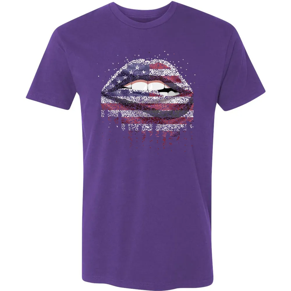 American Flag Sexy Biting Lip 4th Of July USA America Premium Unisex T-shirt - 7