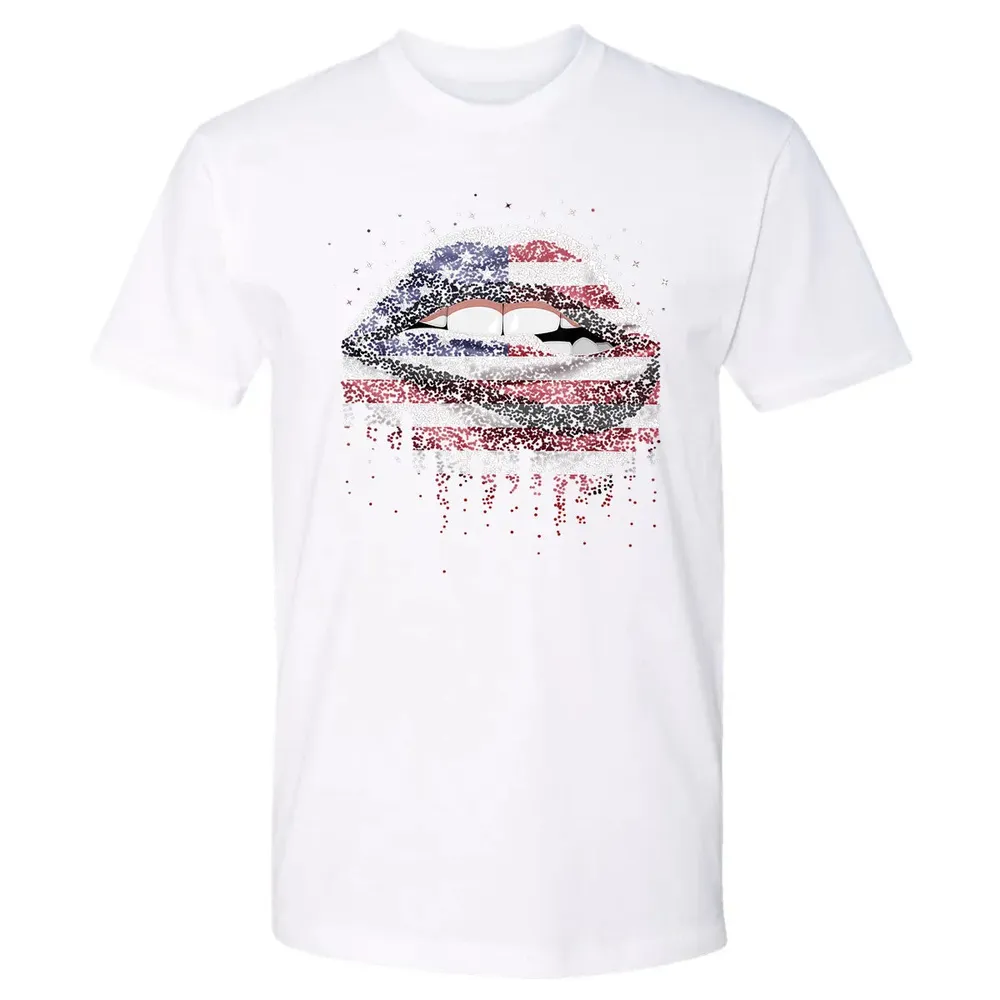 American Flag Sexy Biting Lip 4th Of July USA America Premium Unisex T-shirt - 4