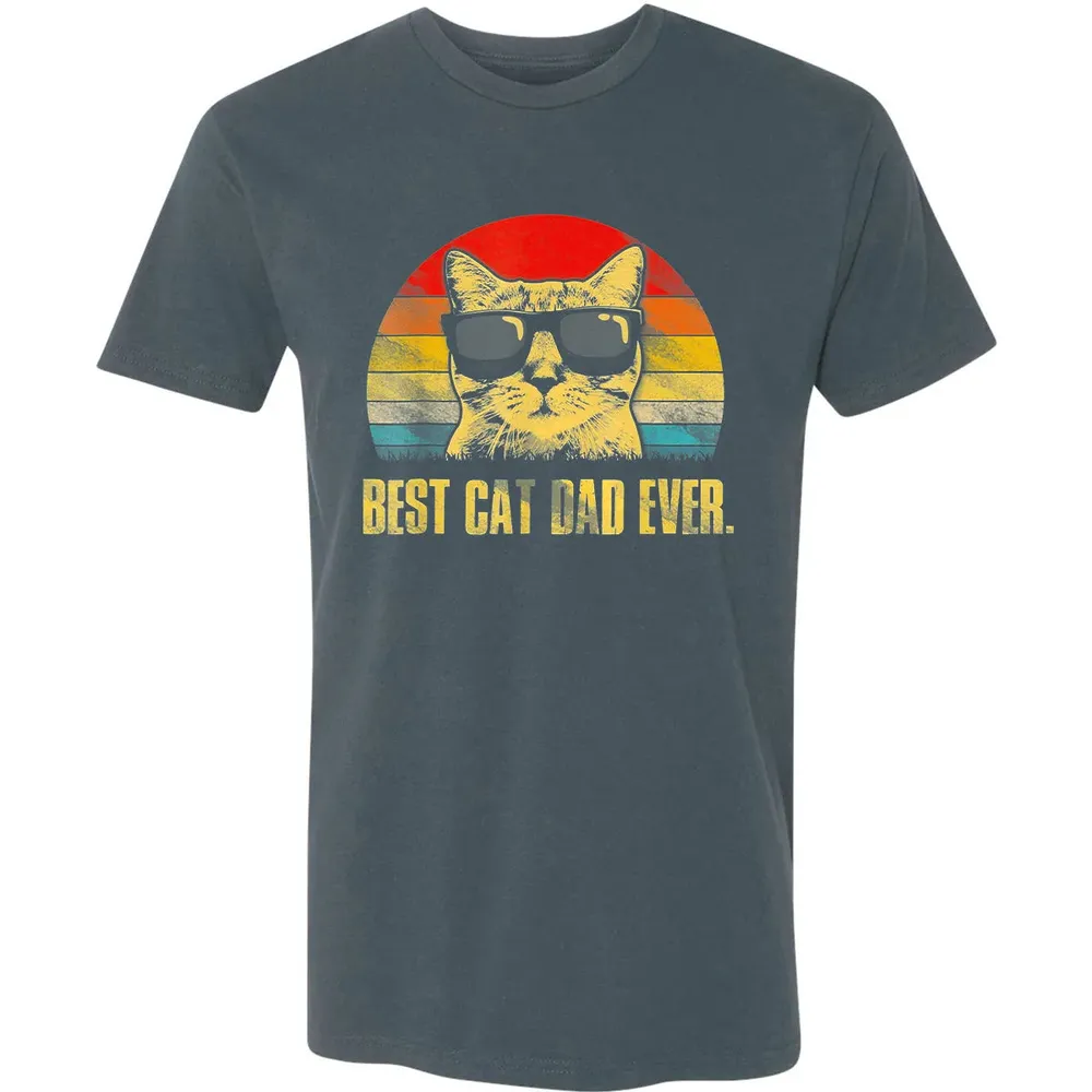 Mens Best Cat Dad Ever  Funny Cat Dad Father Premium Unisex T-shirt - 14