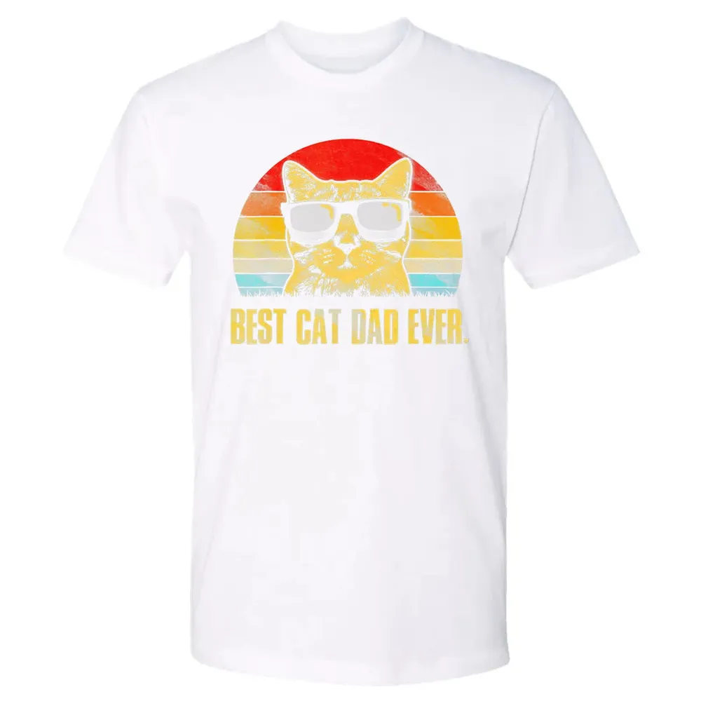 Mens Best Cat Dad Ever  Funny Cat Dad Father Premium Unisex T-shirt - 4