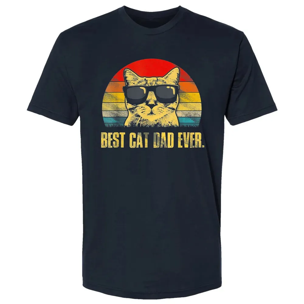 Mens Best Cat Dad Ever  Funny Cat Dad Father Premium Unisex T-shirt - 2