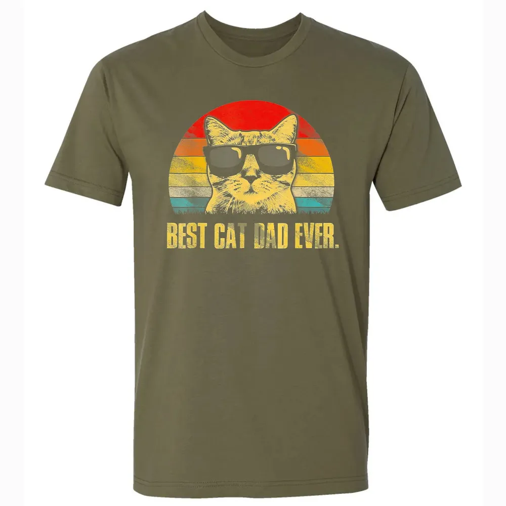 Mens Best Cat Dad Ever  Funny Cat Dad Father Premium Unisex T-shirt - 5