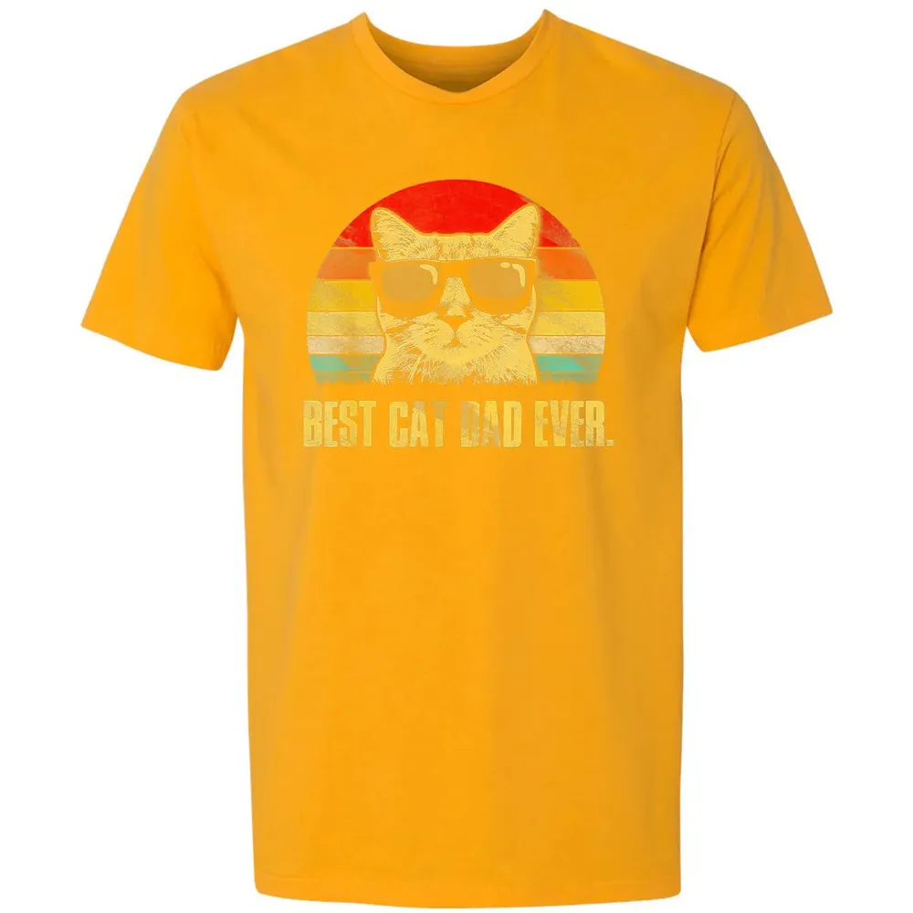 Mens Best Cat Dad Ever  Funny Cat Dad Father Premium Unisex T-shirt - 11