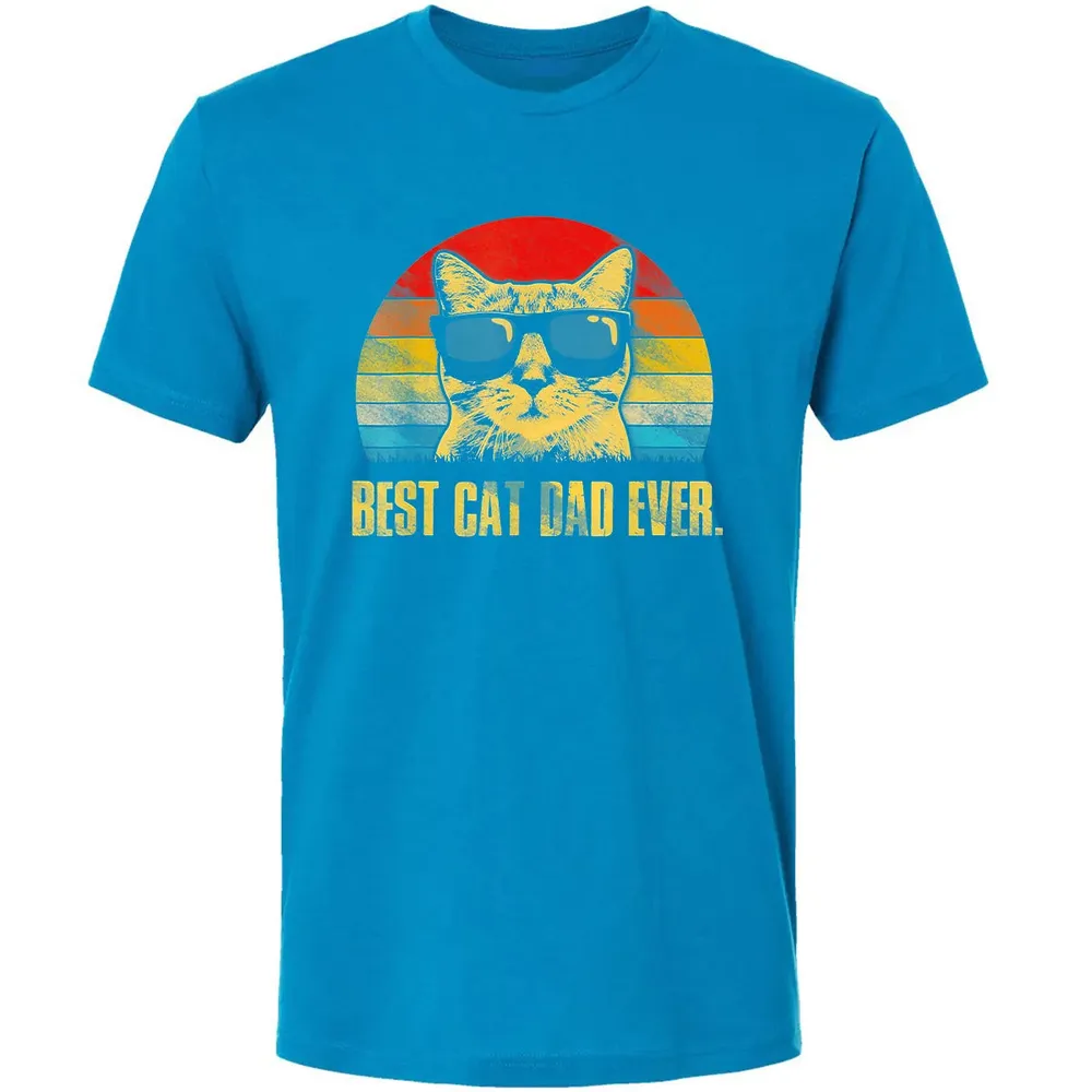 Mens Best Cat Dad Ever  Funny Cat Dad Father Premium Unisex T-shirt - 15