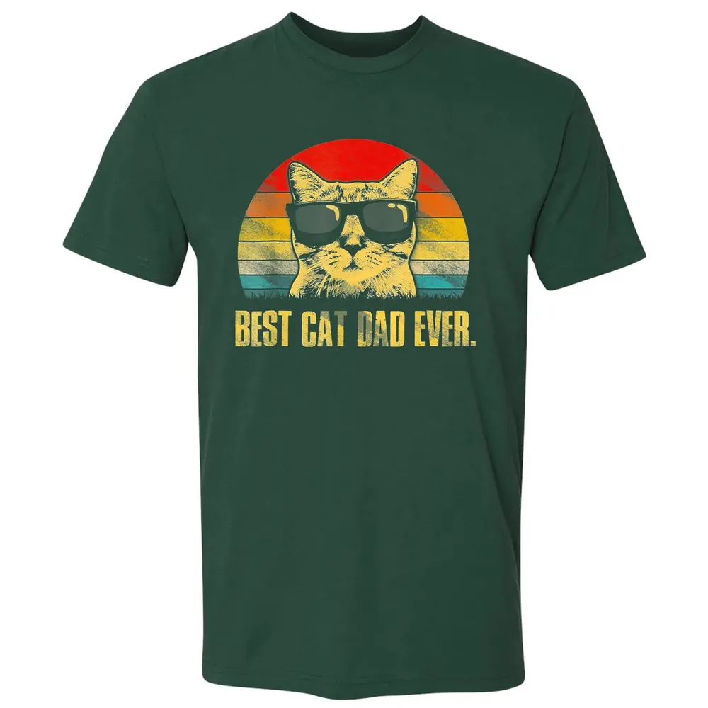Mens Best Cat Dad Ever  Funny Cat Dad Father Premium Unisex T-shirt - 12