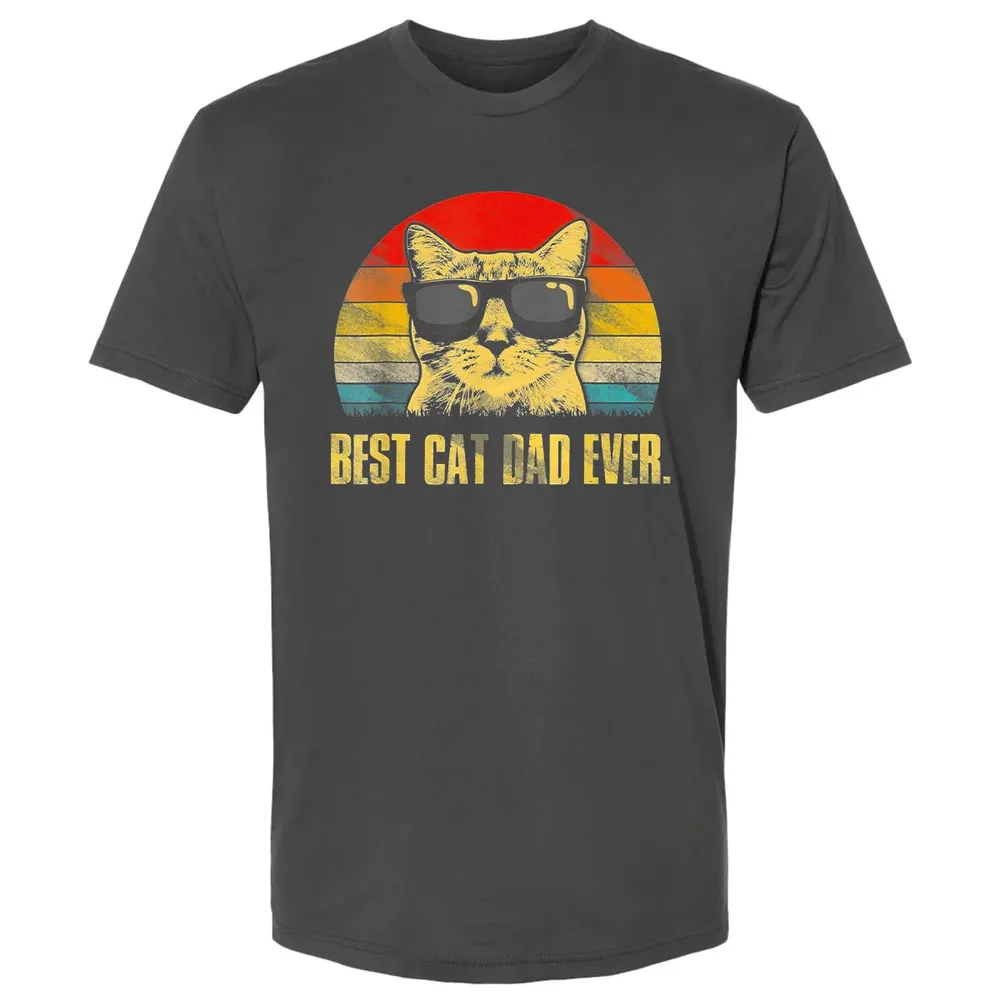 Mens Best Cat Dad Ever  Funny Cat Dad Father Premium Unisex T-shirt - 8