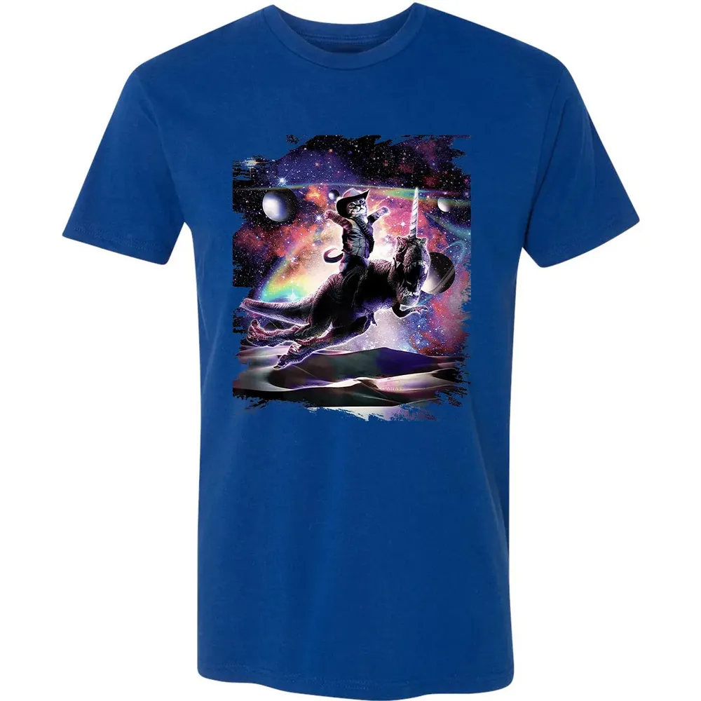 Galaxy Cat On Dinosaur Unicorn In Space Premium Premium Unisex T-shirt - 10
