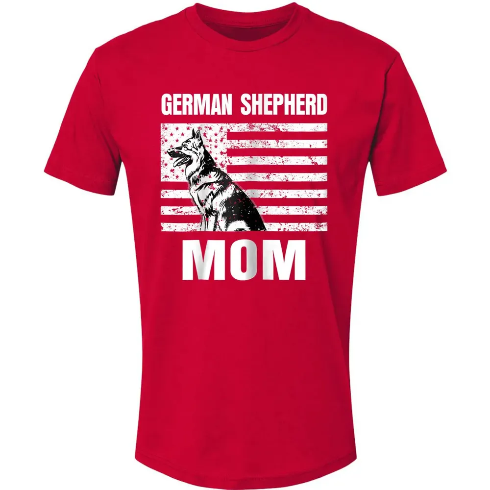 Womens Proud German Shepherd Mom GSD US Flag Premium Unisex T-shirt - 6