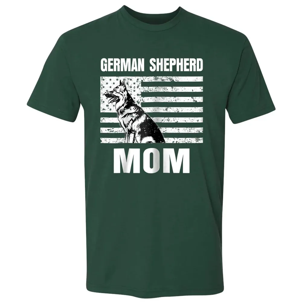 Womens Proud German Shepherd Mom GSD US Flag Premium Unisex T-shirt - 12