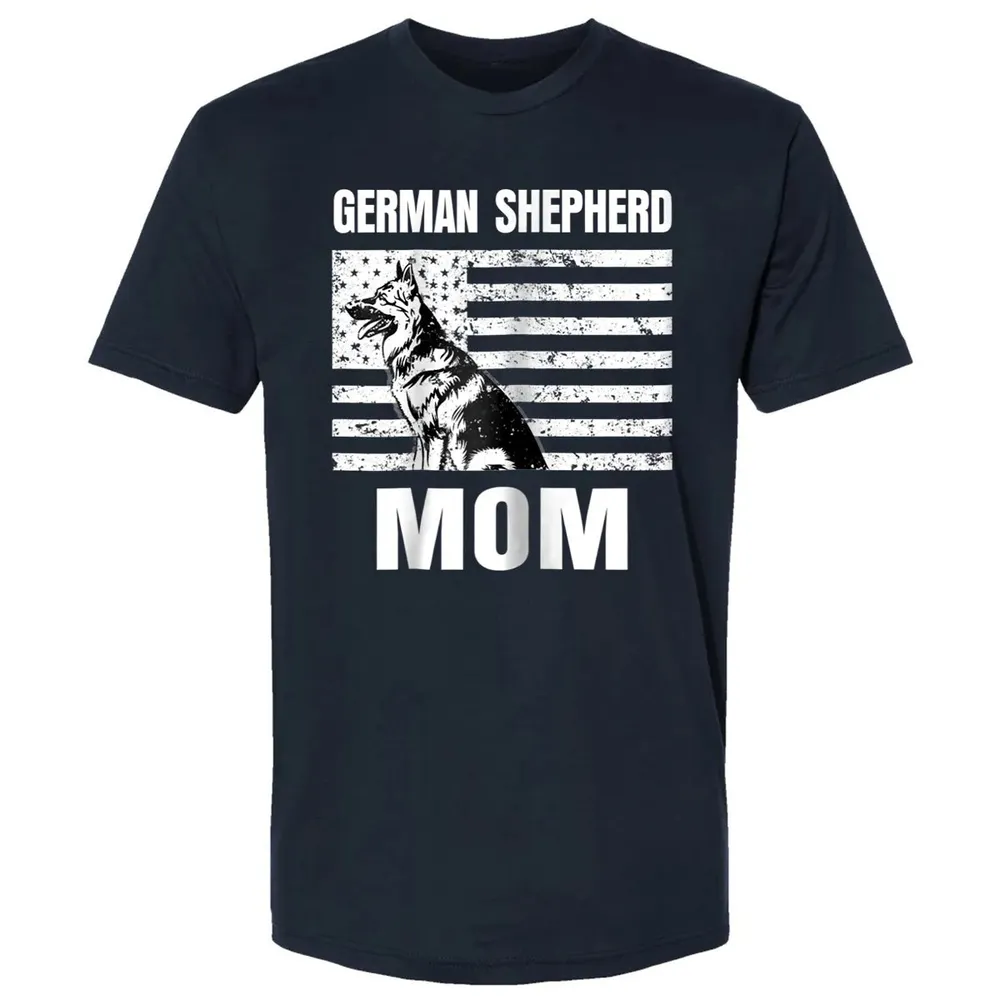 Womens Proud German Shepherd Mom GSD US Flag Premium Unisex T-shirt - 2