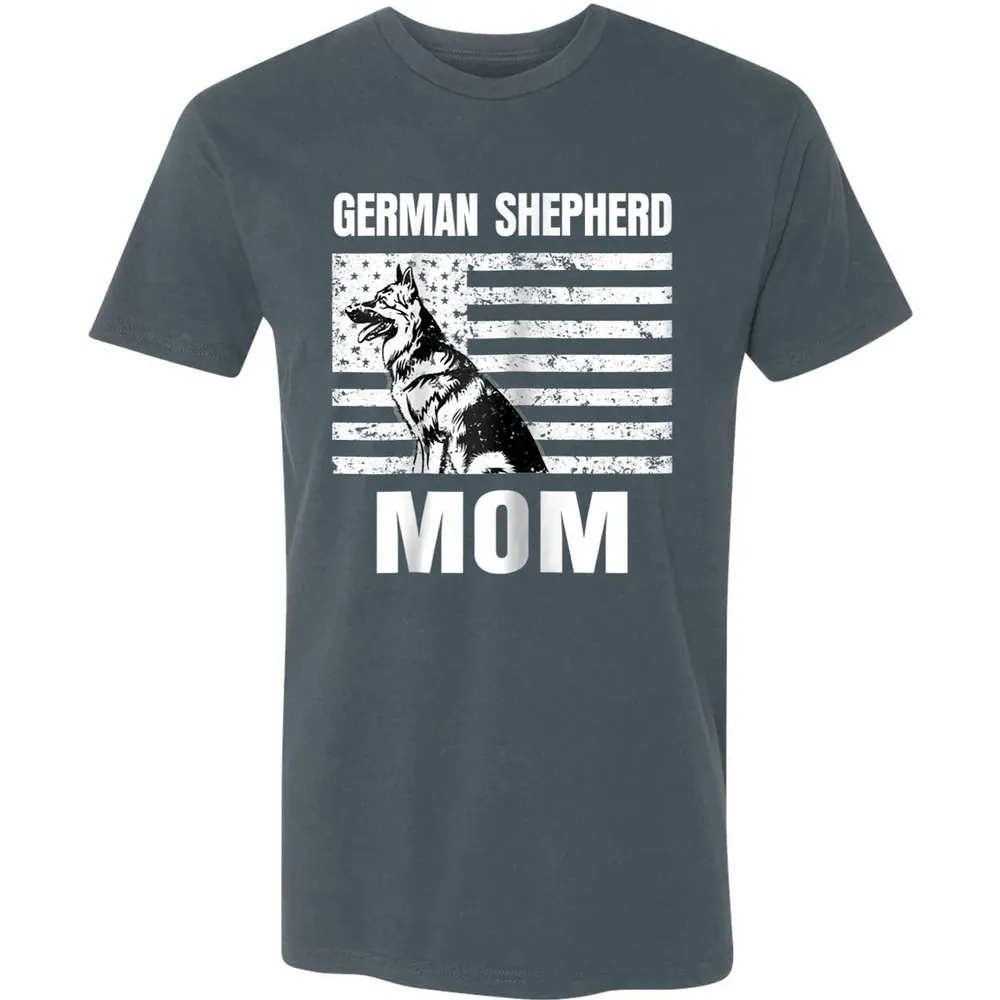 Womens Proud German Shepherd Mom GSD US Flag Premium Unisex T-shirt - 14