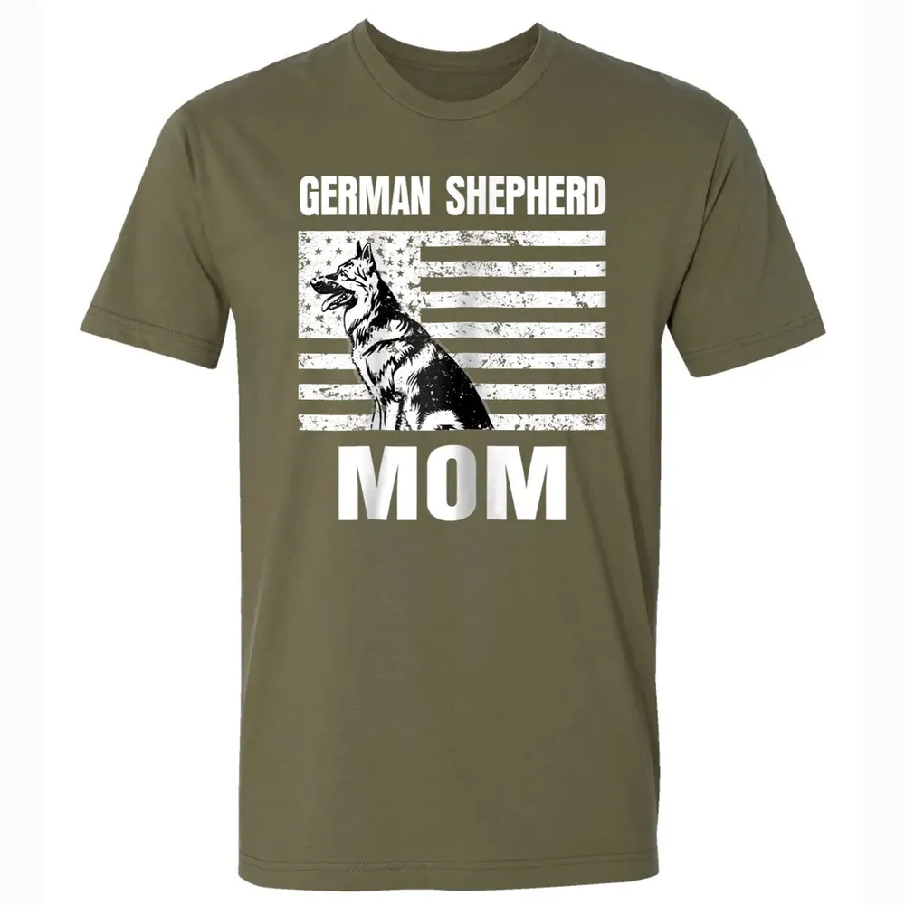Womens Proud German Shepherd Mom GSD US Flag Premium Unisex T-shirt - 5