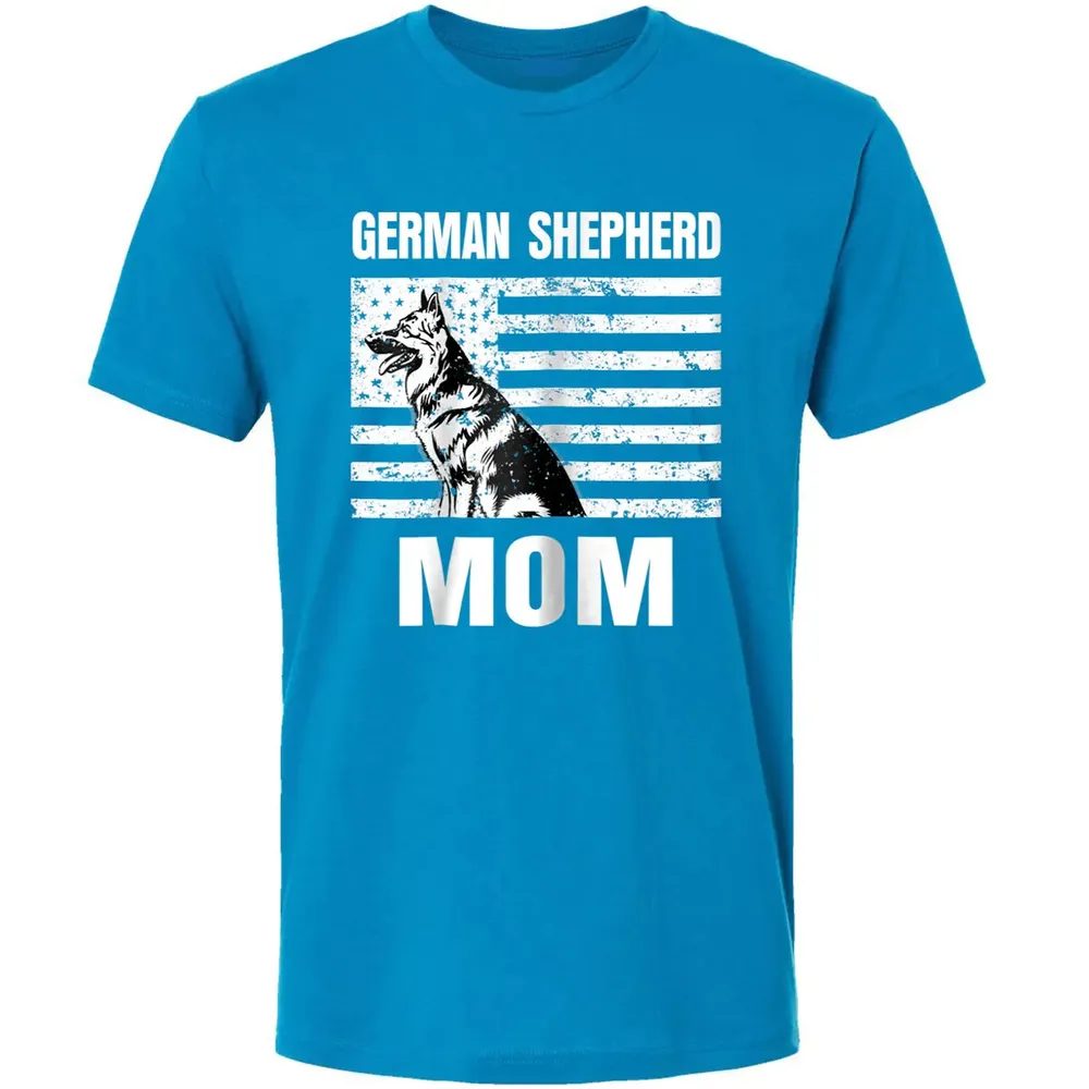 Womens Proud German Shepherd Mom GSD US Flag Premium Unisex T-shirt - 15