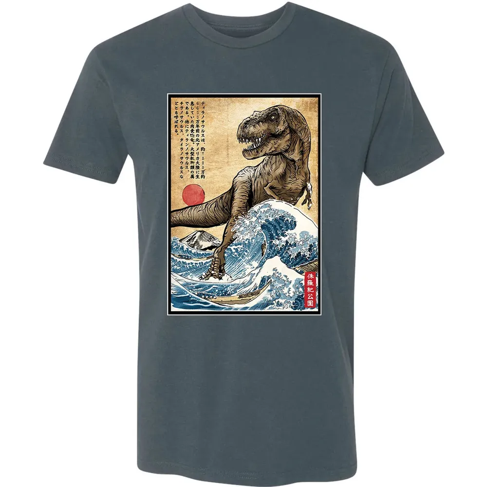 T Rex in Japan woodblock Premium Unisex T-shirt - 14