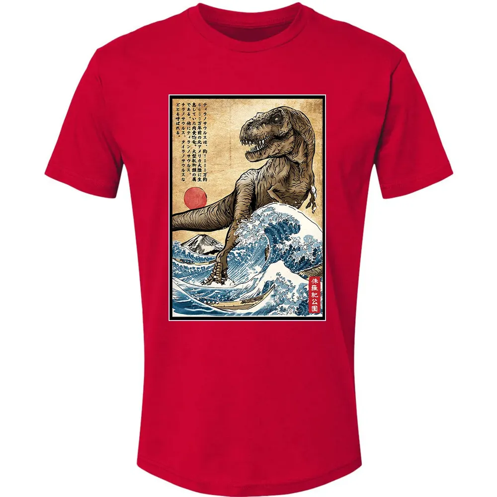 T Rex in Japan woodblock Premium Unisex T-shirt - 6