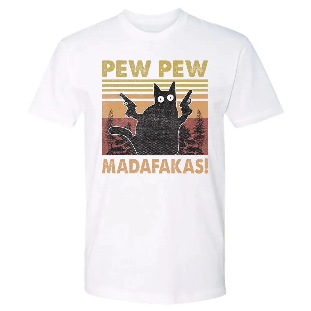 Cat Vintage PewPewPew Madafakas Cat Crazy Pew Vintage Funny Premium Unisex T-shirt - 4