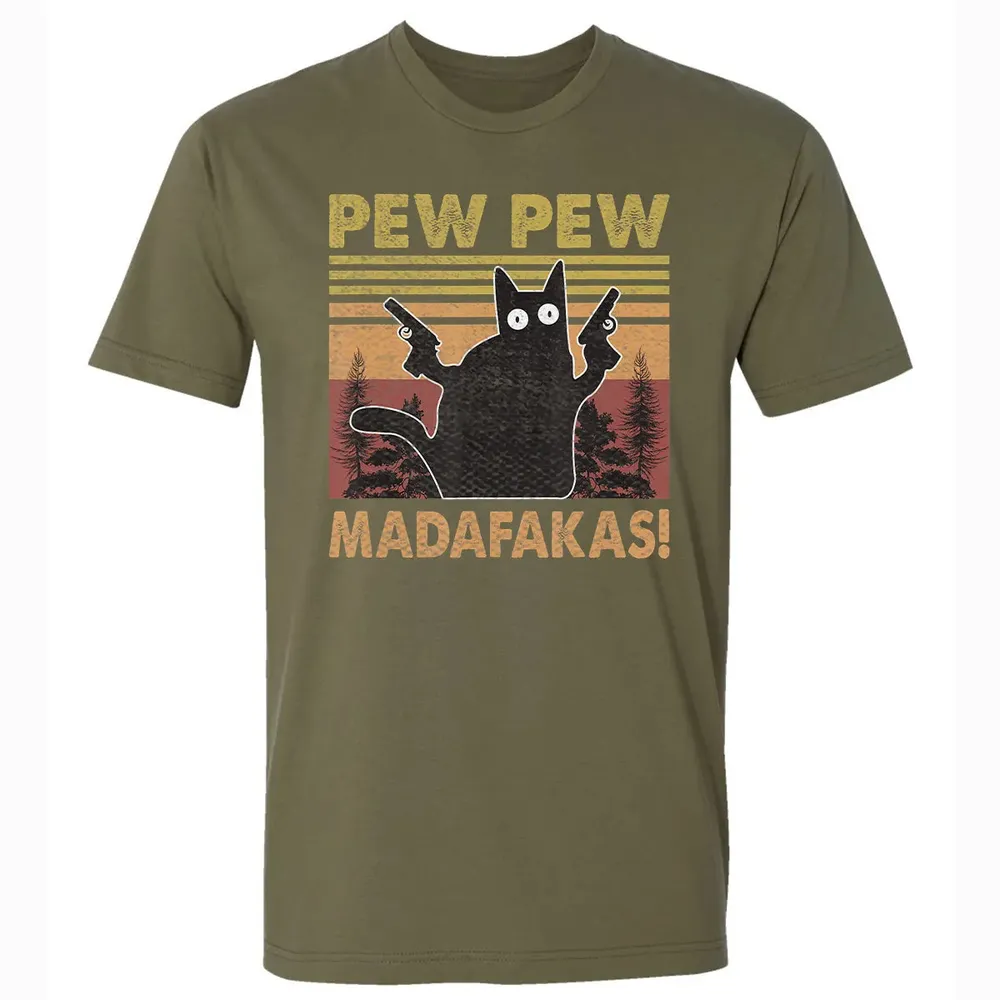 Cat Vintage PewPewPew Madafakas Cat Crazy Pew Vintage Funny Premium Unisex T-shirt - 5