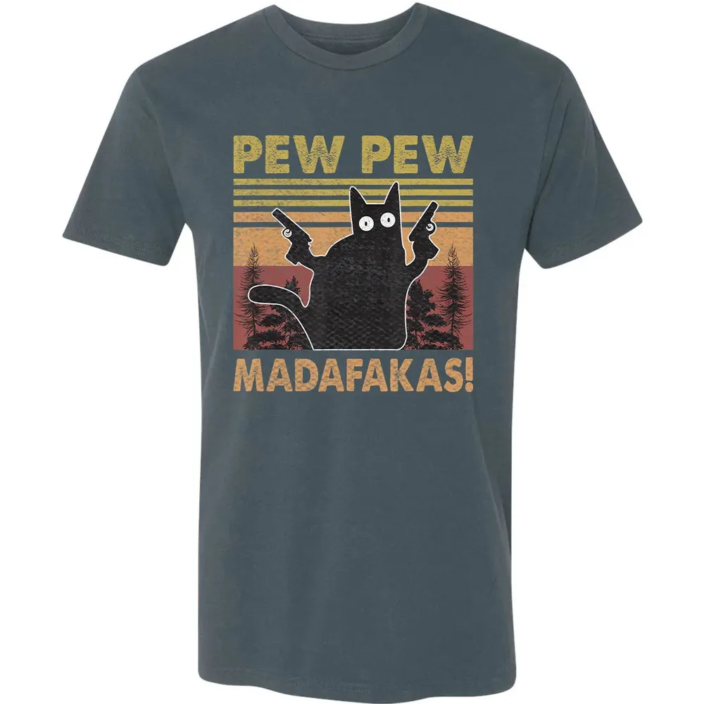 Cat Vintage PewPewPew Madafakas Cat Crazy Pew Vintage Funny Premium Unisex T-shirt - 14
