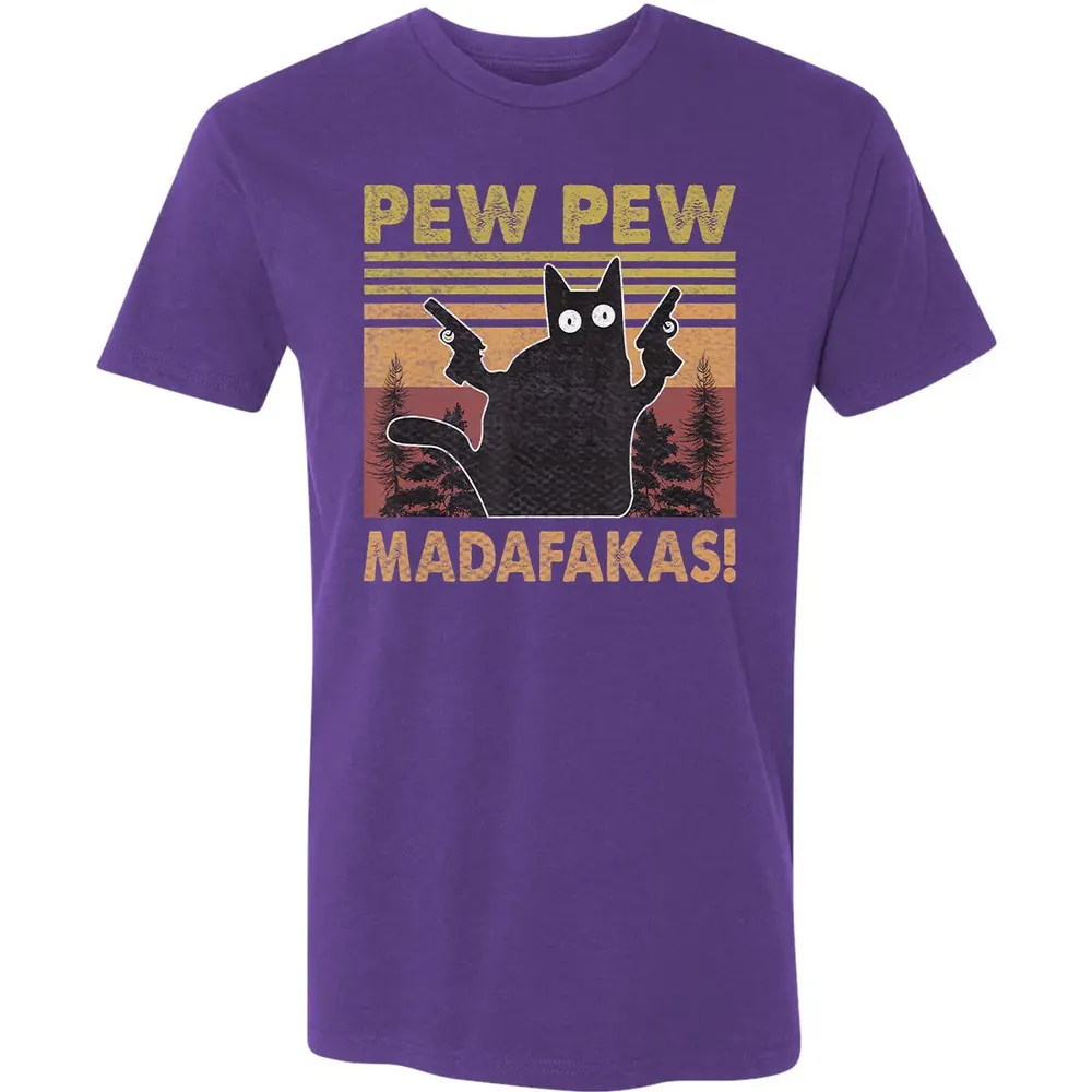 Cat Vintage PewPewPew Madafakas Cat Crazy Pew Vintage Funny Premium Unisex T-shirt - 7