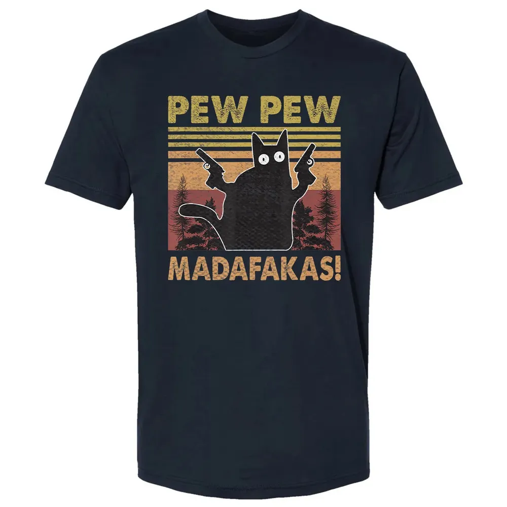 Cat Vintage PewPewPew Madafakas Cat Crazy Pew Vintage Funny Premium Unisex T-shirt - 2