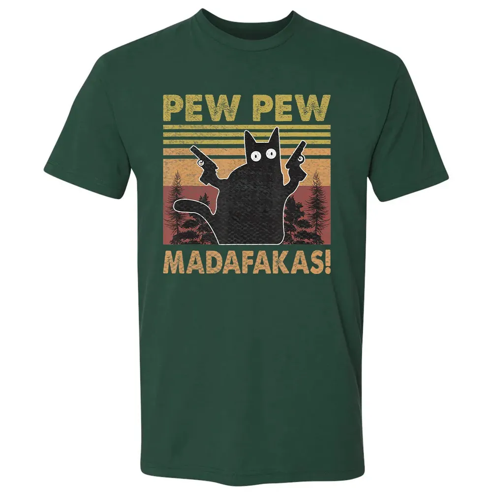 Cat Vintage PewPewPew Madafakas Cat Crazy Pew Vintage Funny Premium Unisex T-shirt - 12