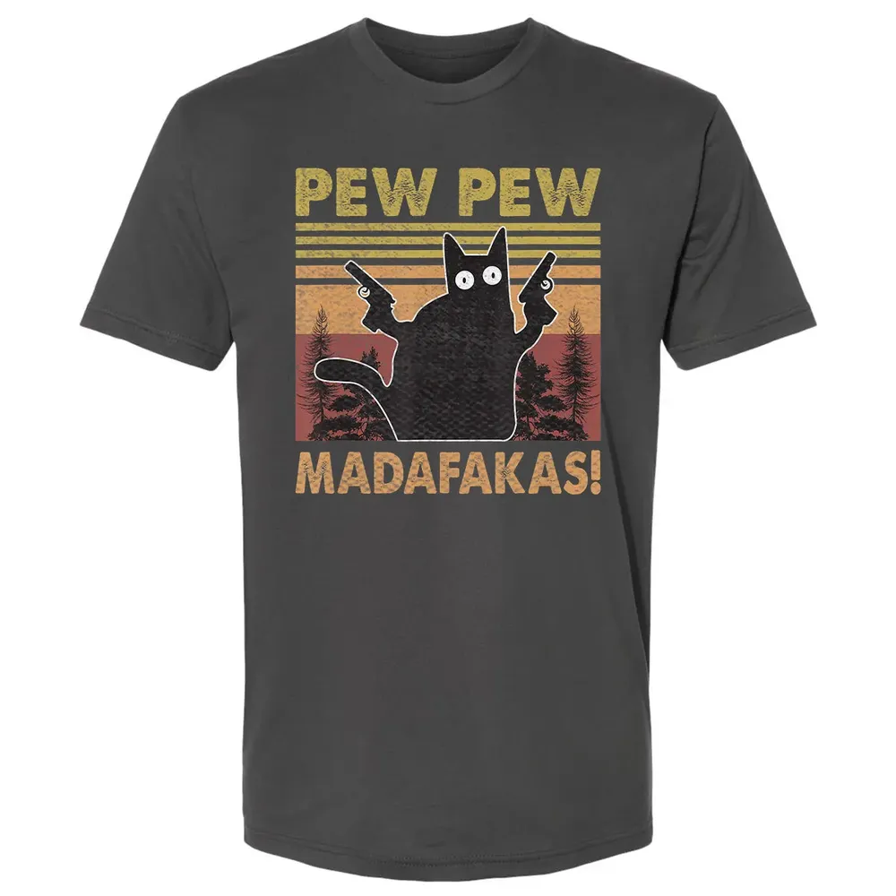 Cat Vintage PewPewPew Madafakas Cat Crazy Pew Vintage Funny Premium Unisex T-shirt - 8