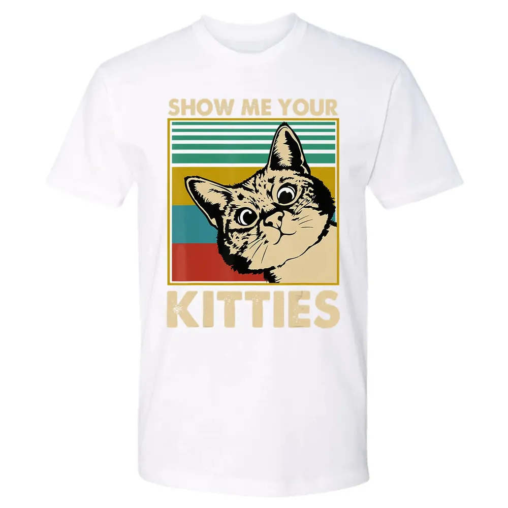 Show me Your Kitties Cat lover Retro Vintage Gift Premium Unisex T-shirt - 4
