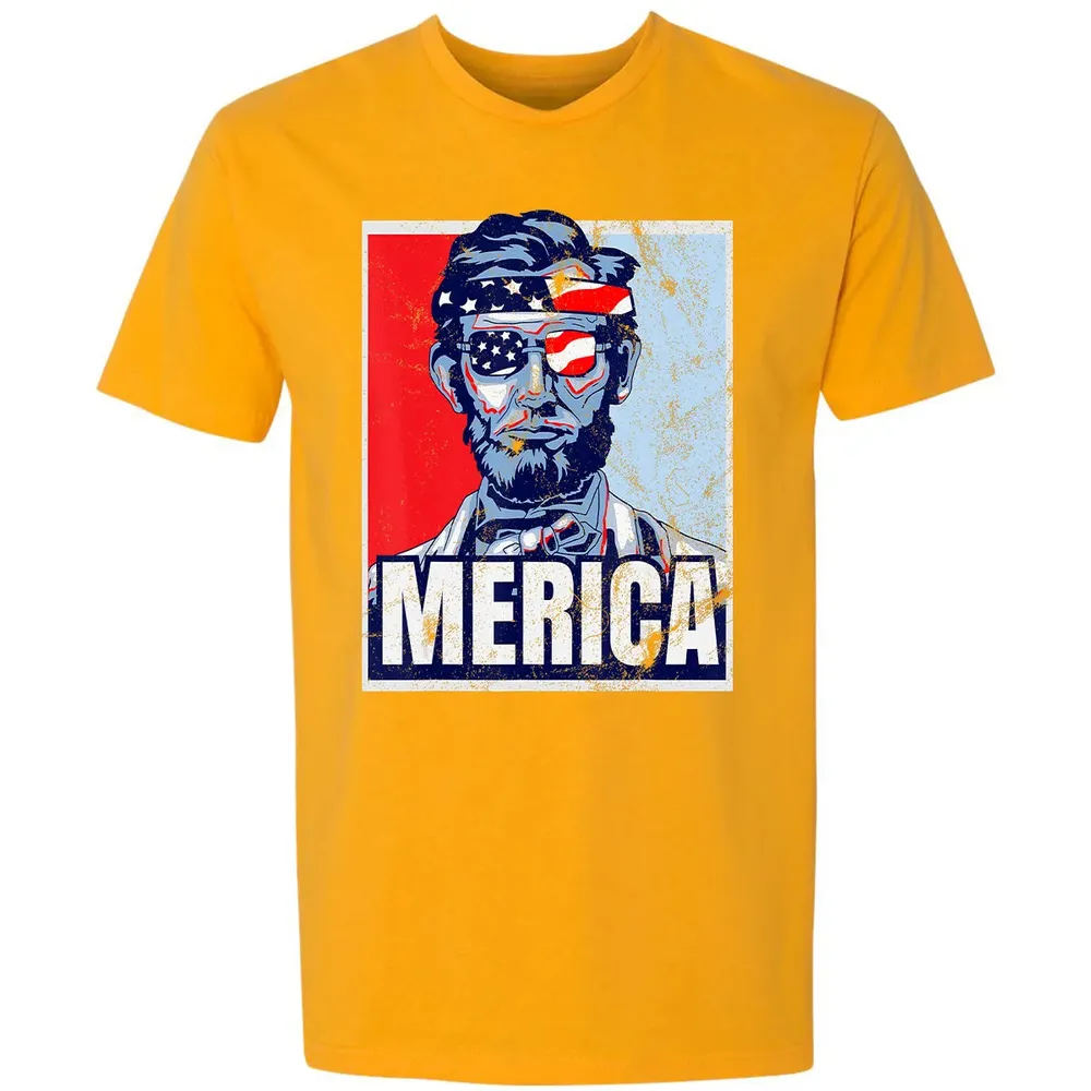 Abraham Lincoln  4th Of July  Merica USA Flag Gift Premium Unisex T-shirt - 11