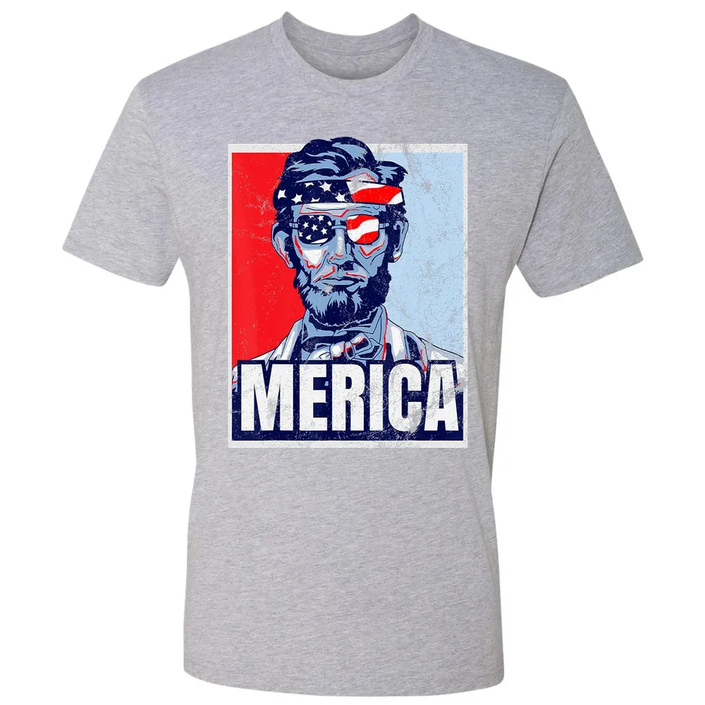 Abraham Lincoln  4th Of July  Merica USA Flag Gift Premium Unisex T-shirt - 9