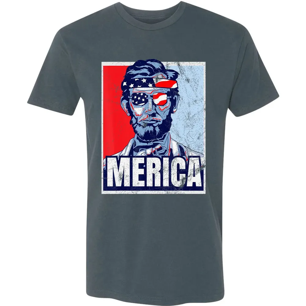 Abraham Lincoln  4th Of July  Merica USA Flag Gift Premium Unisex T-shirt - 14