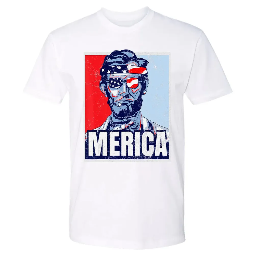 Abraham Lincoln  4th Of July  Merica USA Flag Gift Premium Unisex T-shirt - 4