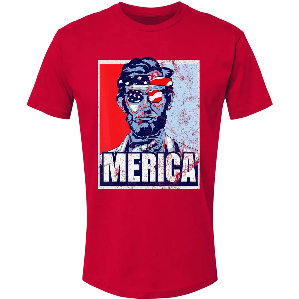 Abraham Lincoln  4th Of July  Merica USA Flag Gift Premium Unisex T-shirt - 6