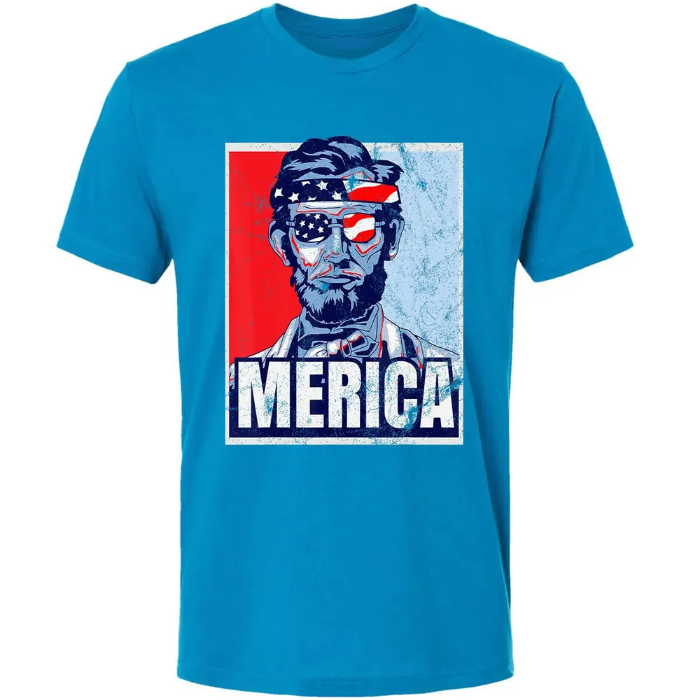 Abraham Lincoln  4th Of July  Merica USA Flag Gift Premium Unisex T-shirt - 15