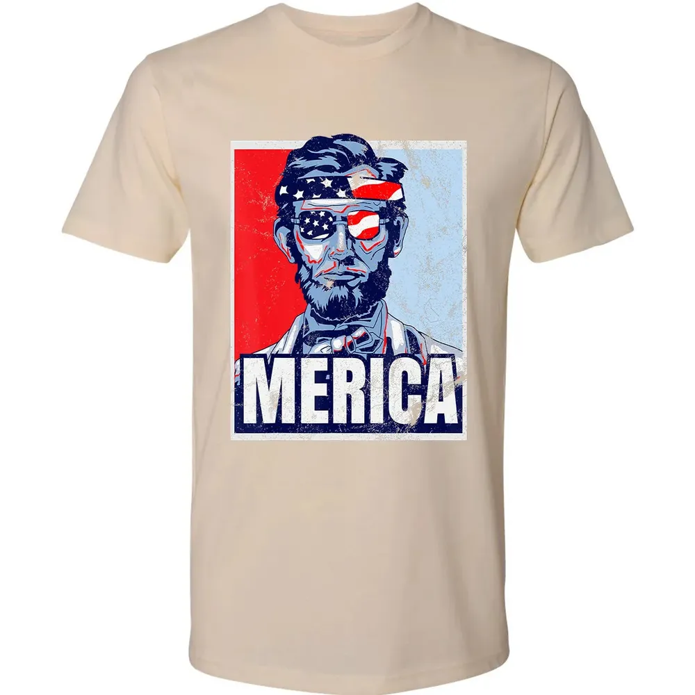 Abraham Lincoln  4th Of July  Merica USA Flag Gift Premium Unisex T-shirt - 13