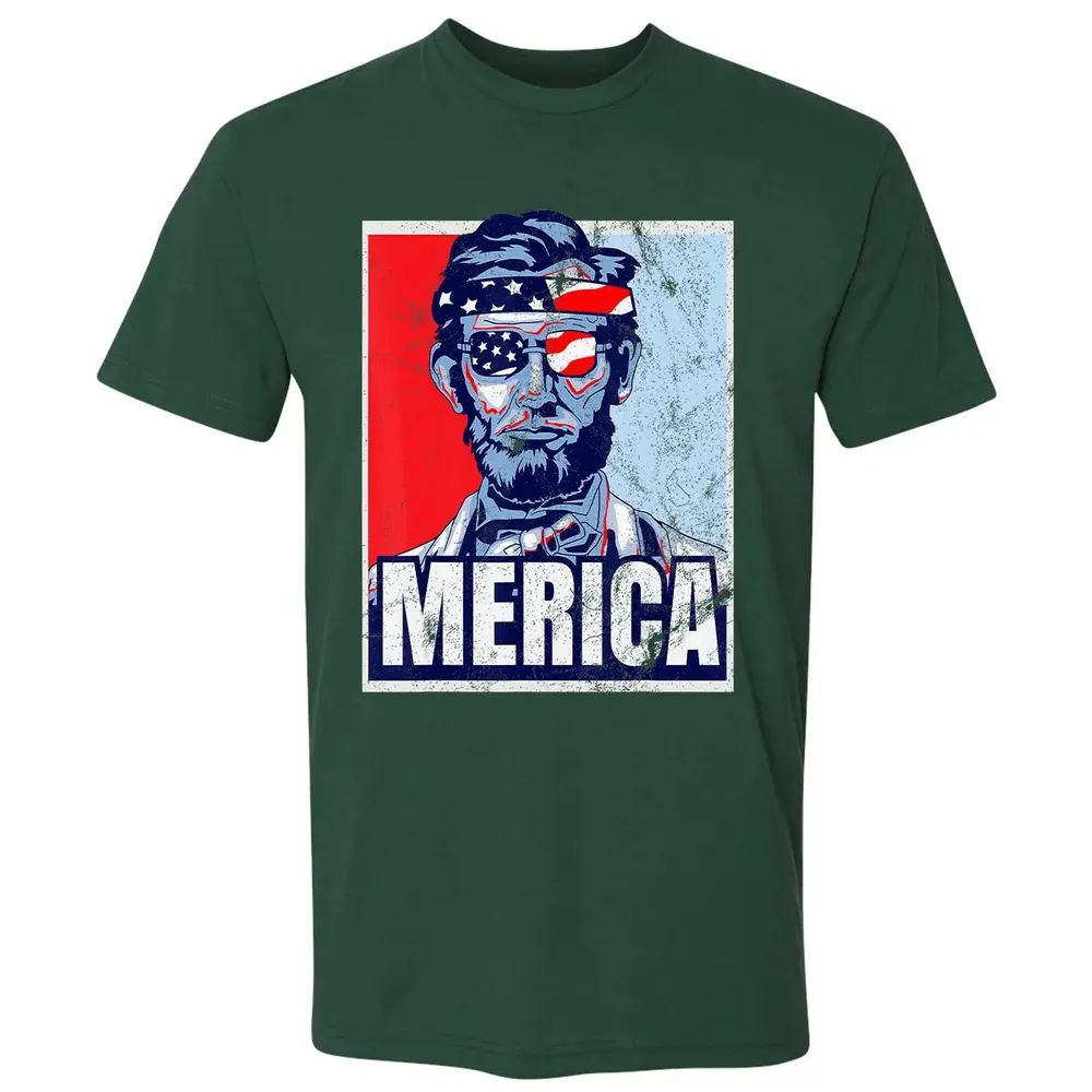 Abraham Lincoln  4th Of July  Merica USA Flag Gift Premium Unisex T-shirt - 12