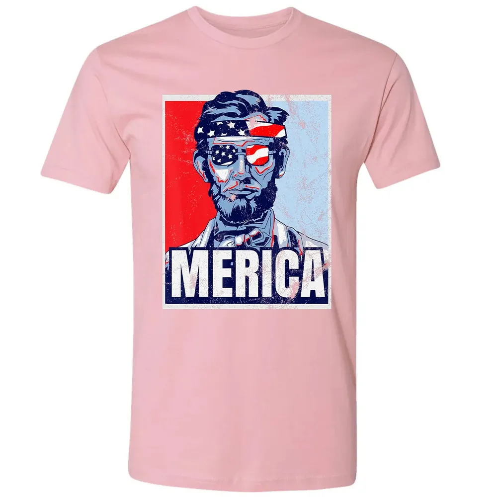 Abraham Lincoln  4th Of July  Merica USA Flag Gift Premium Unisex T-shirt - 3