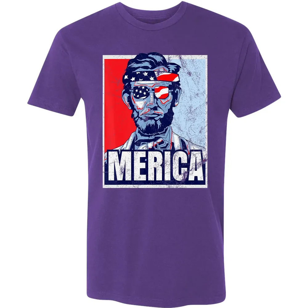 Abraham Lincoln  4th Of July  Merica USA Flag Gift Premium Unisex T-shirt - 7