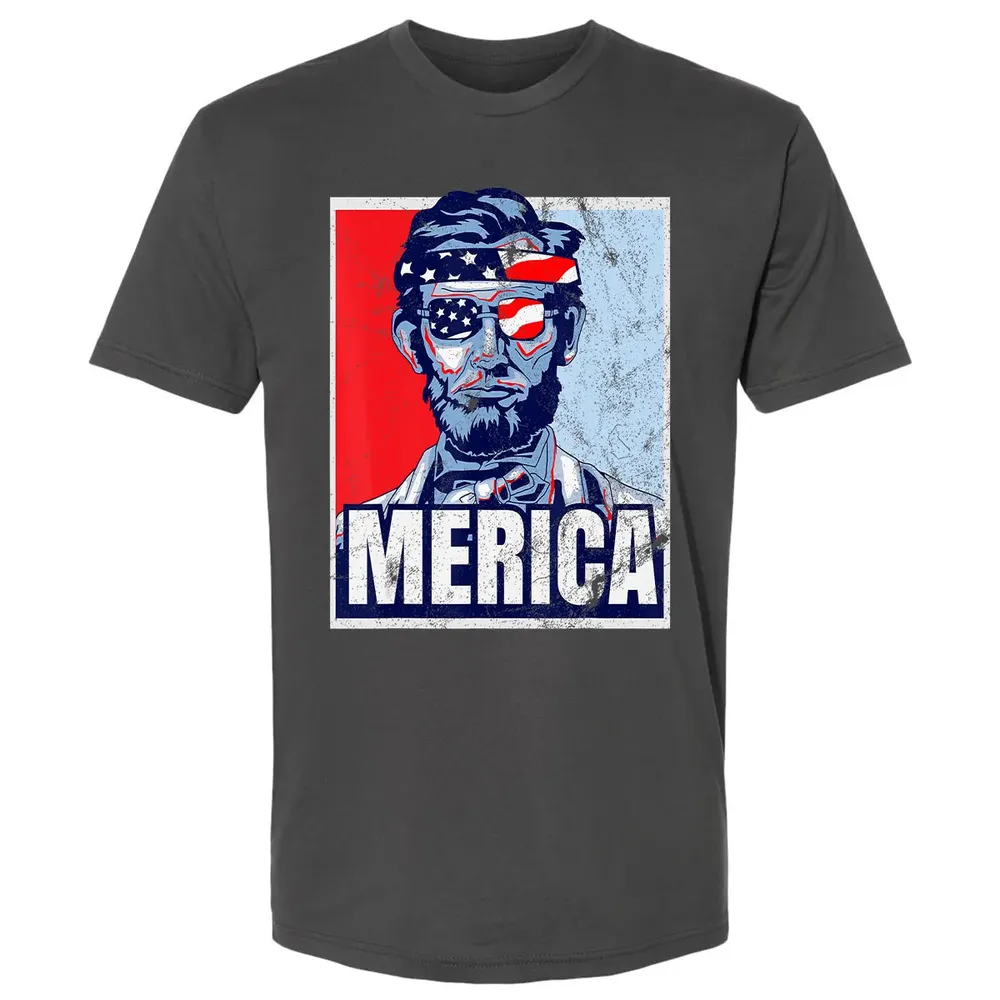 Abraham Lincoln  4th Of July  Merica USA Flag Gift Premium Unisex T-shirt - 8