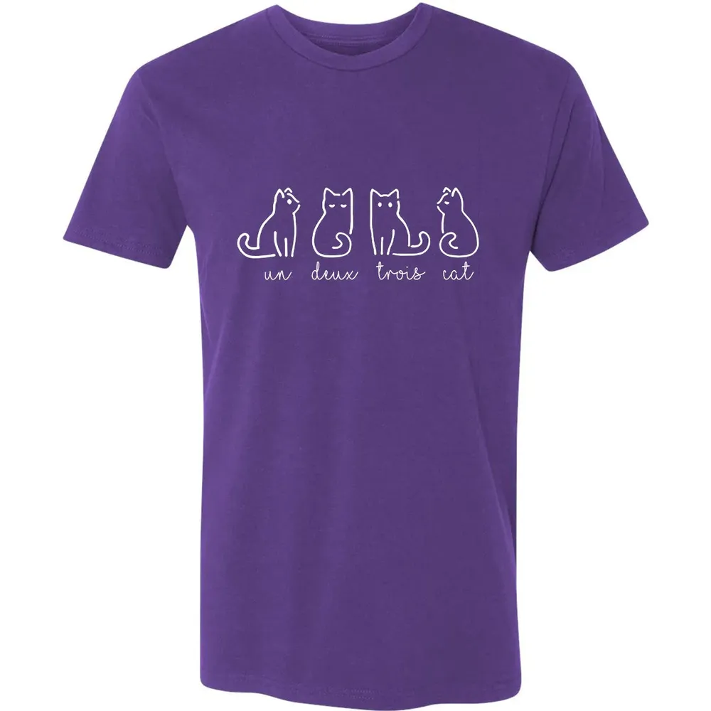 Cute Abstract Un Deux Trois Cat French Kitty Premium Unisex T-shirt - 7